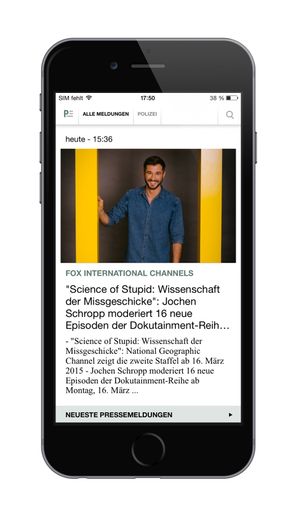 Die dpa-Tochter news aktuell hat eine neue Version
ihrer Presseportal App veröffentlicht. Ab sofort ist die neue App
für alle Smartphones und Tablets kostenlos erhältlich. Rund 280.000
informationshungrige Journalisten, Kommunikationsprofis und
Entscheider nutzen die beliebte App, um aktuelle
Unternehmensmeldungen abzurufen. Die neue Version beinhaltet ein
umfassendes Re-Design, Umstellung auf Swipe-Menü und verbesserte
Push-Benachrichtigungen.