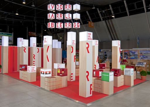  Am Vorarlberg-Messestand kann sich jeder Partner individuell
präsentieren. In diesem Frühjahr in Stuttgart, St. Gallen, München,
Friedrichshafen und Dornbirn im Einsatz.