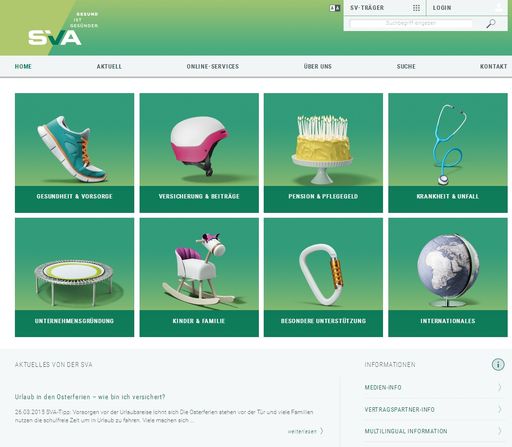 Die neue SVA-Homepage - übersichtlich und informativ