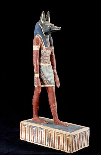 Vorschau Bild von Beterfigur vor dem Gott Anubis; Bronze mit
Einlagen, Reste von Vergoldung; H. 20,8 cm, B. 14,4 cm, T. 5,3 cm;
Spätzeit, 26. Dynastie (747–525 v.Chr.); The Walters Art Museum,
Baltimore; Inv. Nr. 54.400