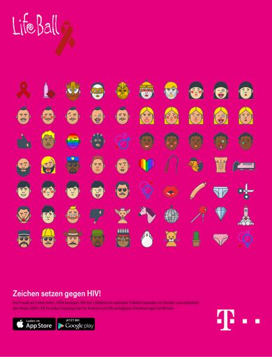 Zeichen setzen gegen HIV. Mit den LifeMoticons von
T-Mobile senden und spenden. 99 Cent geht pro Download an den Verein
AIDS LIFE.