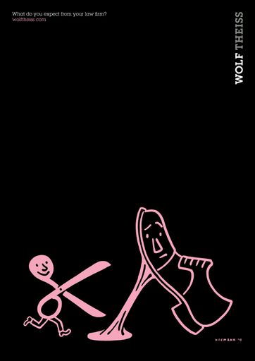 Vorschau Bild von Christoph Niemann, Was erwarten Sie von Ihrem
Rechtsanwalt, Illustrationen für die Rechtsanwaltssozietät WOLF
THEISS , Berlin, 2015 Siebdruck