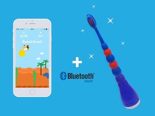  Playbrush verwandelt jede herkömmliche Zahnbürste
in einen Gaming-Controller und bringt somit Spaß in die tägliche
Routine am Waschbecken.