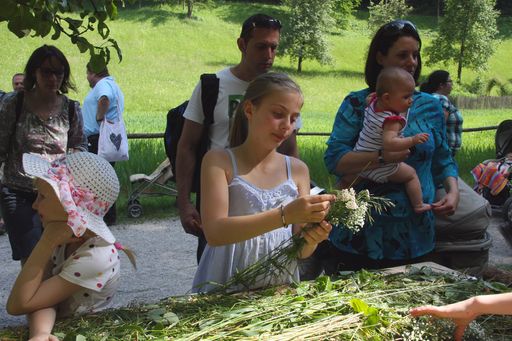 Vorschau Bild von BILd zu OTS - ÖFM Stübing - Blumenkinder. Kinder flechten aus
Wiesenblumen ein Blumenkränzchen