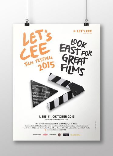 Mit einem neuen Corporate Design vom Event zur Marke: eines der
neuen Festivalposter des LET'S CEE Film Festivals 2015.