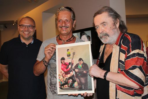 Gottfried Gusenbauer (Direktor Karikaturmuseum
Krems), Thomas Spitzer (EAV) und Manfred Deix (Karikaturist)
