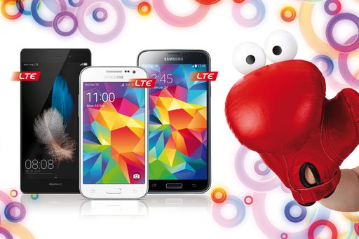  Die leistungsstarken Huawei P8lite oder Samsung
Galaxy Core Prime VE um 0 Euro im tele.ring-Tarif Max Plus LTE. Das
Premium-Smartphone Samsung Galaxy S5 um 49 Euro im Tarix Monster
Plus LTE.