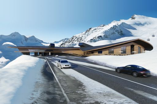  Der Top Mountain Crosspoint vereint ein Motorrad-Museum, die
Talstation der Kirchenkar-Gondelbahn, die Mautstation sowie ein
modernes Bedienungsrestaurant.