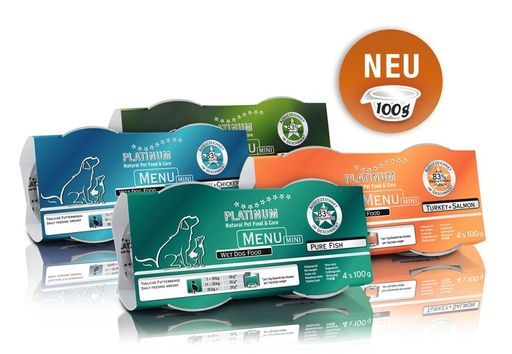 Hunde-Nassnahrung 'PLATINUM MENU' jetzt auch in
'Mini'-Größe erhältlich