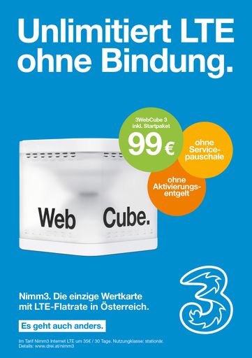 3WebCube 3 jetzt mit Nimm3 Internet um nur 99€.