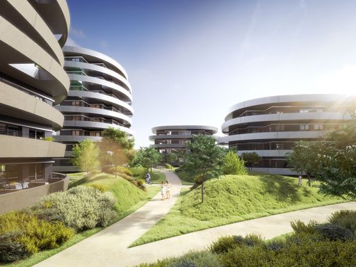 Vorschau Bild von Eines der Projekte in der Erweiterung des VIERTEL
ZWEI ist RONDO: Terrassenwohnungen in einzigartiger Lage direkt am
Grünen Prater.