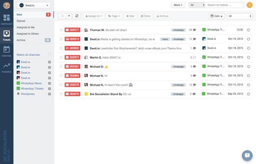  Screenshot: WhatsApp Privatnachrichten in der Swat.io Inbox