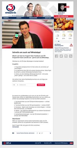 Vorschau Bild von Anmeldung zum WhatsApp Service von Ö3