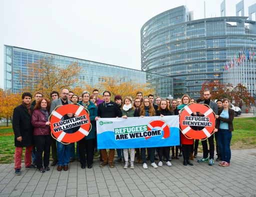 Junge Grüne aus drei Ländern forderten gemeinsam
mit EU-Parlamentsabgeordneten legale Fluchtwege und
Bewegungsfreiheit für Flüchtlinge