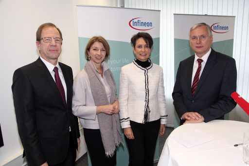 http://www.apa-fotoservice.at/galerie/7170 Im BIld
vl.n.r.: Infineon Konzernvorsitender Reinhard Ploss,
Landeshauptmann-Stellvertreterin Gaby Schaunig, Infineon
Austria-Vorstandsvorsitzende Sabine Herlitschka und Bundesminister
Alois Stöger