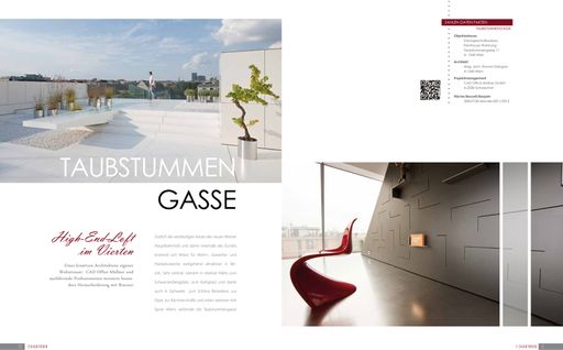 Vorschau Bild von Doppelseite Buch „OBEN DRAUF" – Objekt Taubstummengasse, Wien