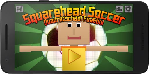  Titel-Screenshot zur Android-App "Squarehead
Soccer" / "Quadratschädl Fuaßboi" am Handy