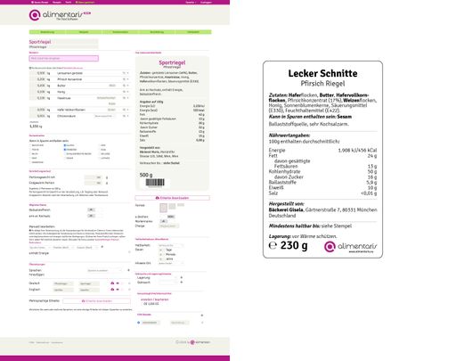 Vorschau Bild von Alimentaris Website Screenshot und Beispiel
Lebensmiteletikette