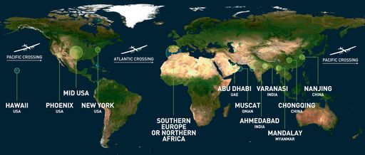 Vorschau Bild von Die geplante Route von "Solar Impulse 2".
