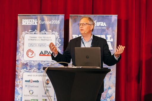  Alexander Falchetto, Geschäftsführer APA-IT, bei
der Digital Media Europe 2016 in Wien zum Thema News-Videos.