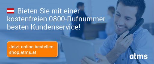 Ab sofort können die für Anrufer kostenfreien
0800-Nummern unter https://shop.atms.at online bestellt werden.