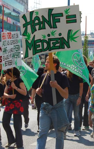 Vorschau Bild von Foto eines Demonstranten am Hanf Wandertag
