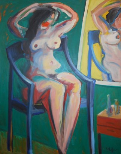 Sitzender Akt vor Spiegel | Kornberger, Alfred WV
978, Öl / Leinwand, 1995, 140x110 cm