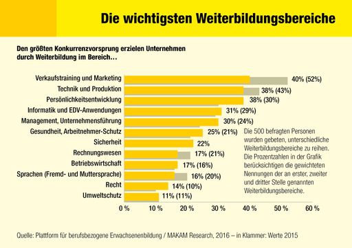 Vorschau Bild von Grafik "Die wichtigsten Weiterbildungsbereiche"