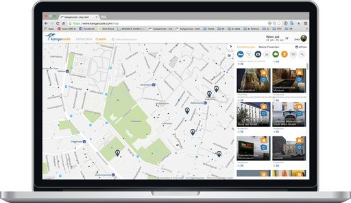 Vorschau Bild von Webplattform kangaroute Kartenansicht