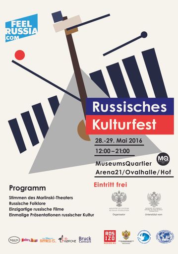  Am 28. und 29. Mai 2016 findet im Wiener MuseumsQuartier das
russische Kulturfestival "FEEL RUSSIA" statt.