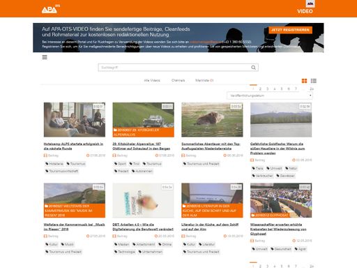 Vorschau Bild von Auf dem OTS-Videoportal www.apa-ots-video.at stehen
Redaktionen gestaltete Beiträge, Footagematerial und O-Töne zur
Verfügung.