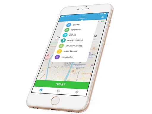 Vorschau Bild von FITAPP-Startansicht mit Sportarten am Smartphone