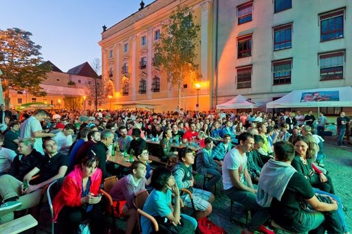  Ob mit der Familie, mit Freunden oder
gleichgesinnten Fans - das Welser Public Viewing begeistert alle
Fußballbegeisterten.