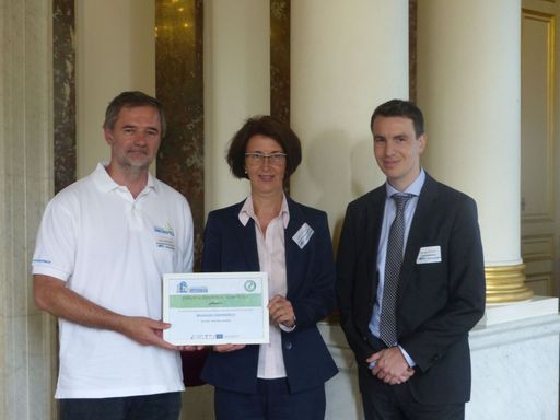 v.l.n.r.: Georg Hartmann (Windkraft Simonsfeld),
Mag. Dr. Ulrike Radosch (Energy Agency) und Michael Steurer von der
Österreischen Handelskammer in Brüssel