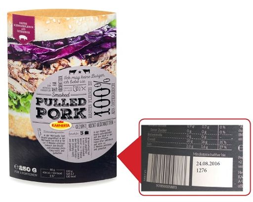  Smoked Pulled Pork 250g, Charge 1276, MHD
24.08.2016