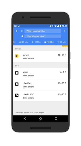 Neuer Taxi-Tab bei Google Maps Mobile vereinfacht
den Taxiruf