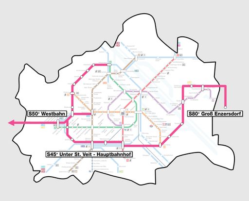 Netzplan des S-Bahn+ Konzept von NEOS Wien