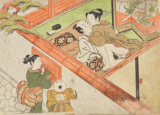 Vorschau Bild von Isoda Koryūsai (1735–1790) Liebespaar mit jungen
ZuseherInnen, um 1775 Farbholzschnitt © Leopold Privatsammlung,
Wien; Foto: MAK/Georg Mayer