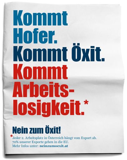  Das erste Sujet der Kampagne „Nein zum Öxit“