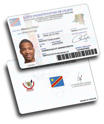  Ansicht der neuen Foto ID Karte für Schüler der demokratischen
Republik Kongo.
