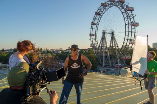 Dreharbeiten im Wiener Prater vor dem Riesenrad