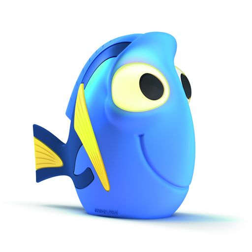 Besonders knuddelig ist der Dorie-SoftPal aus
samtweichem Silikon (UVP 22,99 Euro). Ein integriertes LED-Licht,
das sich beim Kippen der Figur ein- und ausgeschaltet, lässt Dories
Augen leuchten.
