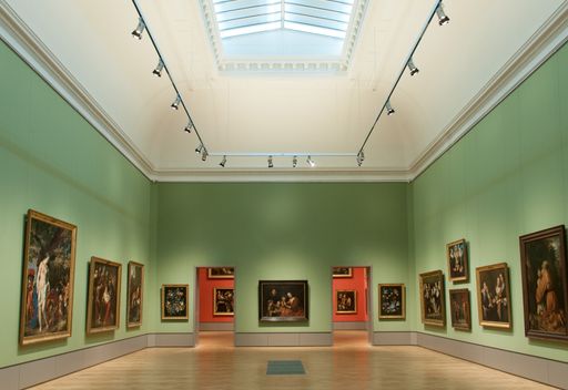 Blick in die neue Gemäldegalerie des Herzog Anton
Ulrich-Museums mit dem Familienbild von Rembrandt Harmensz. van Rijn
im Zentrum, Freitag (21.10.2016)