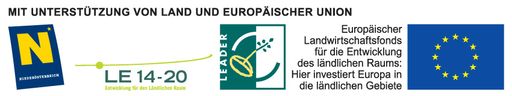 Vorschau Bild von Förderlogo der LEADER Periode 2014-2020. LEADER ist
eine seit 1991 bestehende Gemeinschaftsinitiative der Europäischen
Union zur Förderung innovativer Strategien in ausgewählten
ländlichen Regionen. Wesentliche Elemente dieser Initiative sind die
Bevorzugung integrierter regionaler Entwicklungsstrategien gegenüber
sektorspezifischen Aktionen, die besondere Betonung des Mitwirkens
der lokalen Bevölkerung an der gebietsbezogenen Entwicklung sowie
die intensive Zusammenarbeit und Vernetzung der ländlichen Gebiete.
In der Programmperiode 2014-2020 wird LEADER als Maßnahme im Rahmen
des Programms „Ländliche Entwicklung 2014-2020“ abgewickelt. Die
Finanzierung erfolgt zu 20% durch nationale Mittel sowie zu 80%
durch Mittel des Europäischen Landwirtschaftsfonds (ELER).