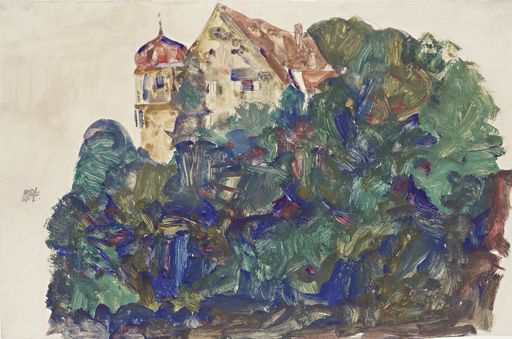 Egon Schiele (1890-1918), Deuring Schlösschen,
1912, Bleistift, Gouache auf Papier, 31,5 x 48 cm, Inv. 2373 Leopold
Museum, Wien