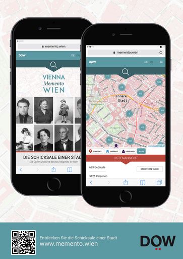 Screenshots der neuen Website www.memento.wien:
Startseite und Seite zur Lokalisierung von NS-Opfern in Wien
