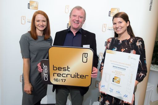 Für seine besonderen Leistungen nahm ISS am 17. November 2016
voller Stolz das Gütesiegel BEST RECRUITERS 2016/17 in Gold
entgegen.