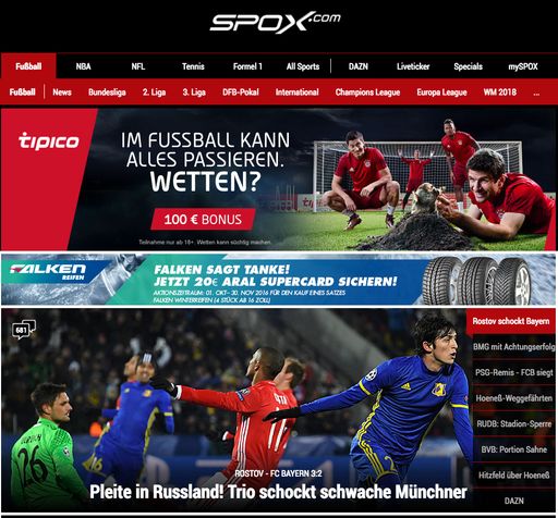 Screenshot spox.com/at Screenshot spox.com/at