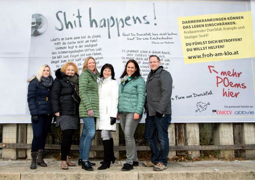 v.l.: Katrin Martinkovich (POetin), Daniela Haertel
(Communications and Patient Relations Manager AbbVie GmbH), Pia
Kruckenhauser (WOMAN), Waltraud Seidl (POetin), Evelyn Groß (ÖMCCV –
Zweigstelle Steiermark), Michael Anderlik (Schriftführer ÖMCCV)