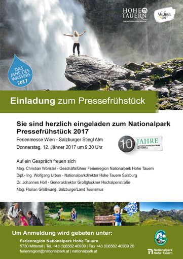  Einladung zum Pressefrühstück Ferienmesse Wien - Ferienregion
Nationalpark Hohe Tauern GmbH
